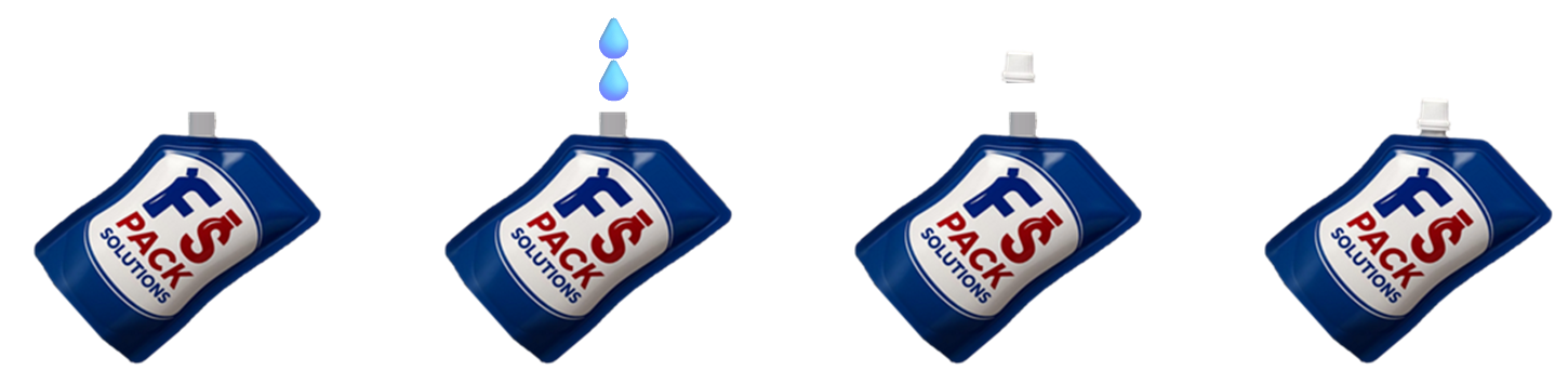 Doypack spout filling process